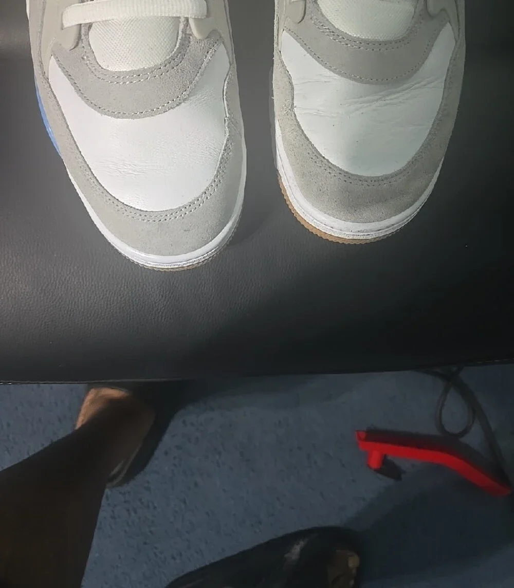 Mens White & Light Blue Athletic Sneakers